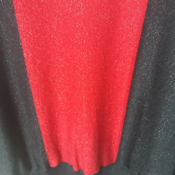STYLE & CO. Cowl Neck Sweater Top Womens XL Red Black Shimmer Festive Dolman - Picture 4 of 12